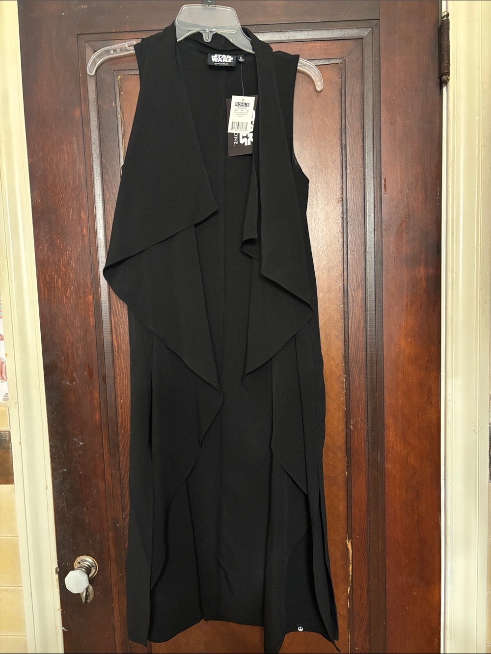 Black Asymmetrical Sleeveless Drape Front cardigan